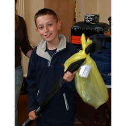 Josh Warnes with his new margin pole the prize for top Junior on the Guests match